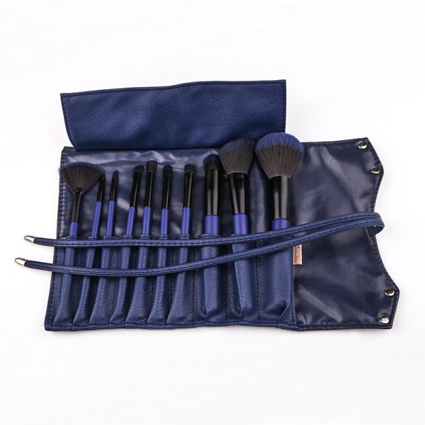 Set of 10 blue starry blue makeup brushes,