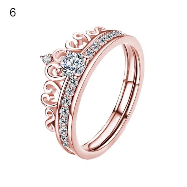 Legering Ring Solid Avtakbar Krone Avtakbar Krone Dame Ring For Bryllup Rose Gold US 9