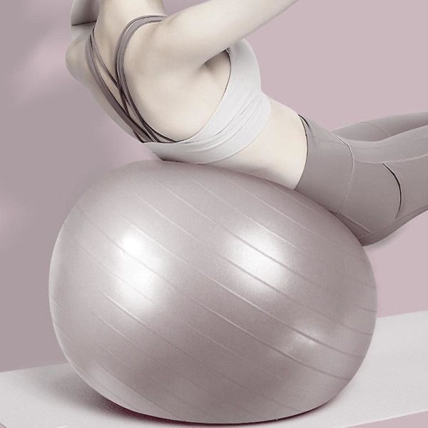 Øvelsesbold Balancebold Med Pumpe Til Yoga Pilates Strækning Fitness Hjem Gym Træning Silver Frosted-55Cm