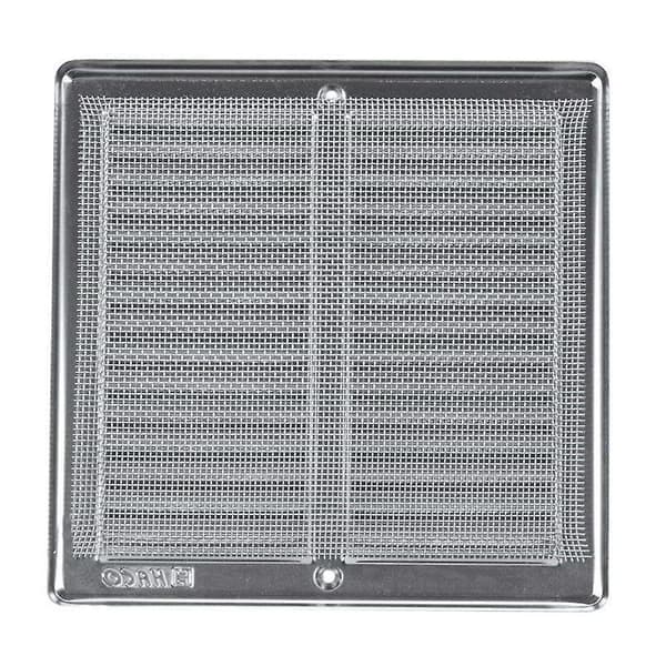 Børstet rustfrit stål ventilationsrist 200 x 200 mm med insektnet og ramme