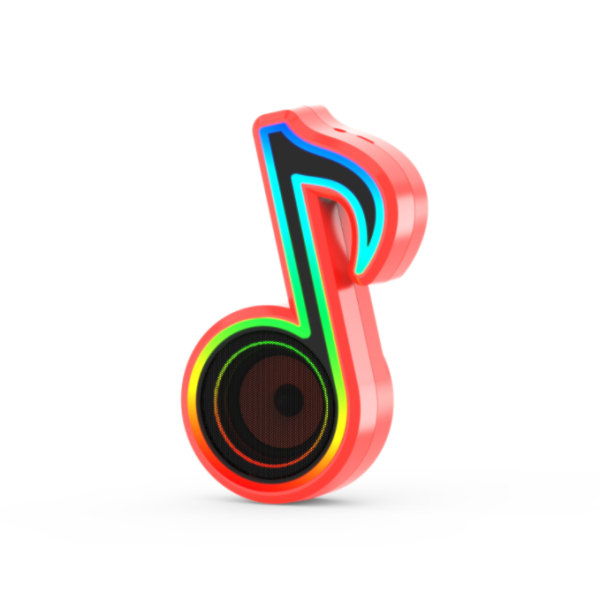 Bluetooth högtalare, skrivbordsljud med liten not, trådlös färgglad RGB-belysning (röd),