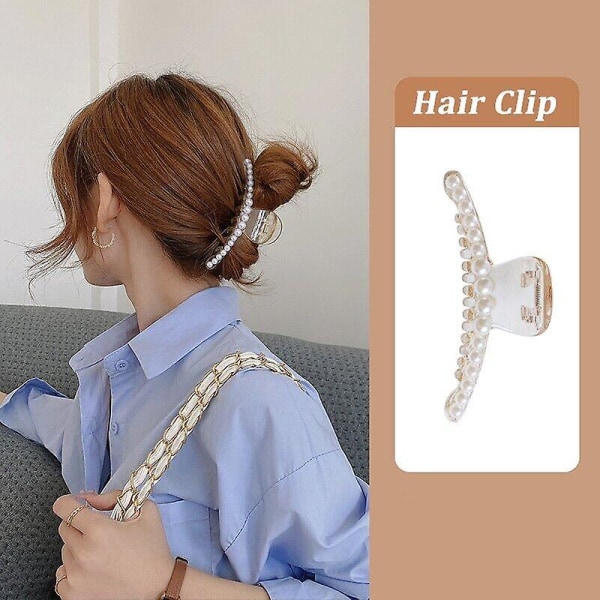 Fine Too Elegant Girls Pearl Big Hairpin Duckbill Claw Clip Shower Grab Clamps Shark Clips For Women