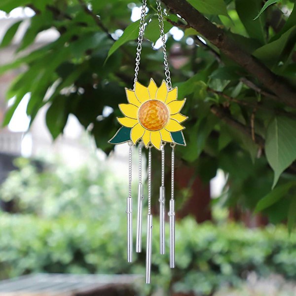 Vindspel med Snöre Lätt att Hänga Väderbeständigt Rostfritt Klar Ljud Tårdroppsberlock Blomma Vindspel Trädgårdsinredning