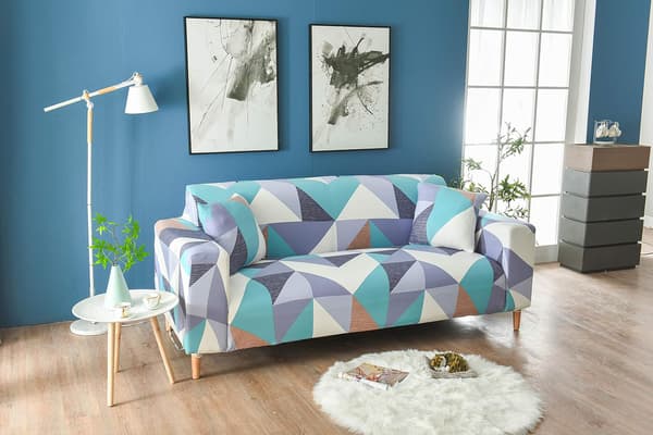 Tryckt sofföverdrag stretch sofföverdrag sofföverdrag för 2-sits soffa och loveseat med två gratis örngott 07#(2-sits/Loveseat)