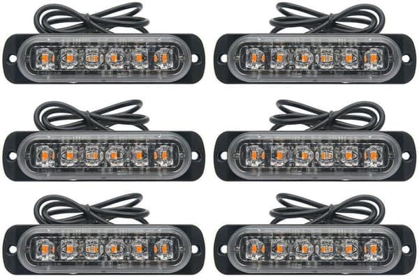 6 stk. LED Strobe Blinklys til lastbil, traktor, gaffeltruck, udskiftningsadvarselslamper