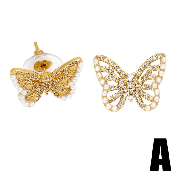 Örhängen Vintage Zircon Butterfly Modesmycken Ac10558 A