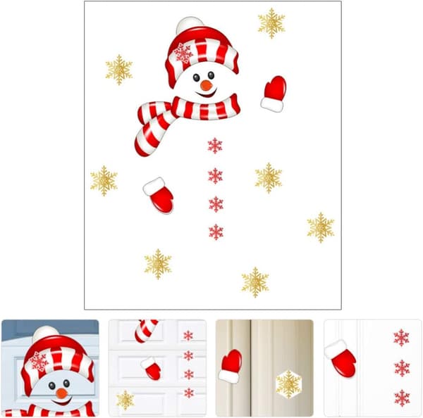 1 Set Jul Snögubbe Kylskåpsdekaler, Jul