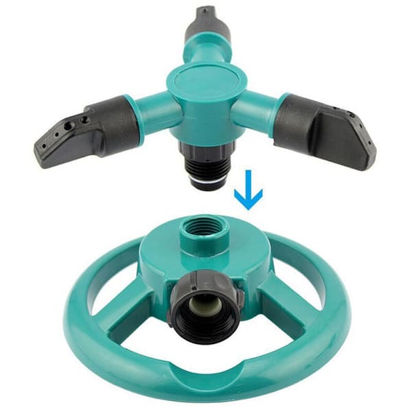 Hagesprinkler, automatisk rotasjon, plast, lat, trident,