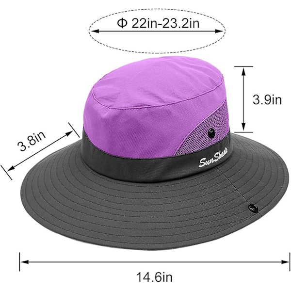 2-pack Damhatt med UV-skydd, bredbrättad Boonie-hatt, hopfällbar, för fiske och vandring Purple   Sky Blue