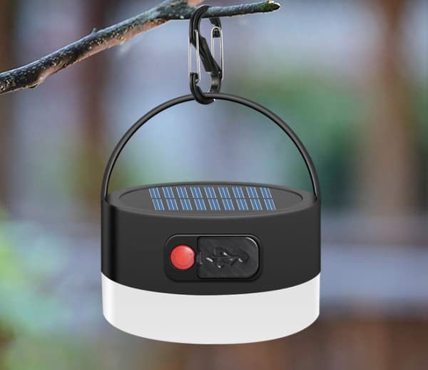 Bærbar campingnødlampe med fire lysstyrker (modell med hvit lyslading)