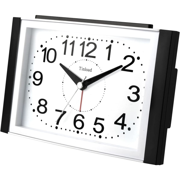 Stor 6,5 tums tyst analog väckarklocka, ingen tickande, mjuk väckning, pip, volym upp, snooze-funktion och batteridrift