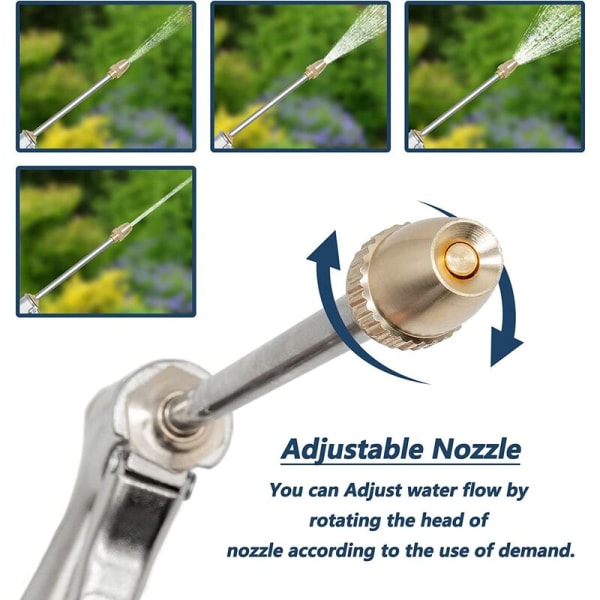 Metallvattenpistol, Högtrycksträdgårdsspruta, Enkel Flödeskontrollknapp - 100% Metall - Trädgård Gräsmatta Bevattning