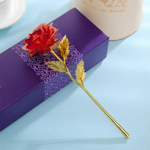 24k Guldförgylld Rosbukett Blomma till Flickvän Alla Hjärtans Dag Present Red