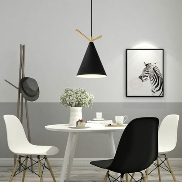 Modern LED-pendellampa i smidesjärn E27 sovrum vardagsrum bar dekoration pendellampa - Svart