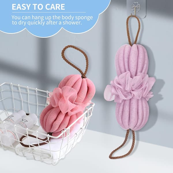 2-pack Loofah Bad Dusch Svamp, Lång Stretch Rygg Exfolierande