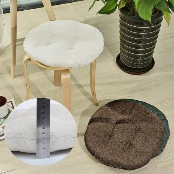 Rund Stolsdyna, Sittdyna för Hem, Kontor, Trädgård, Dekorativ Dyna för Patio, Tatami, Inomhus/Utomhus, Beige 40 *