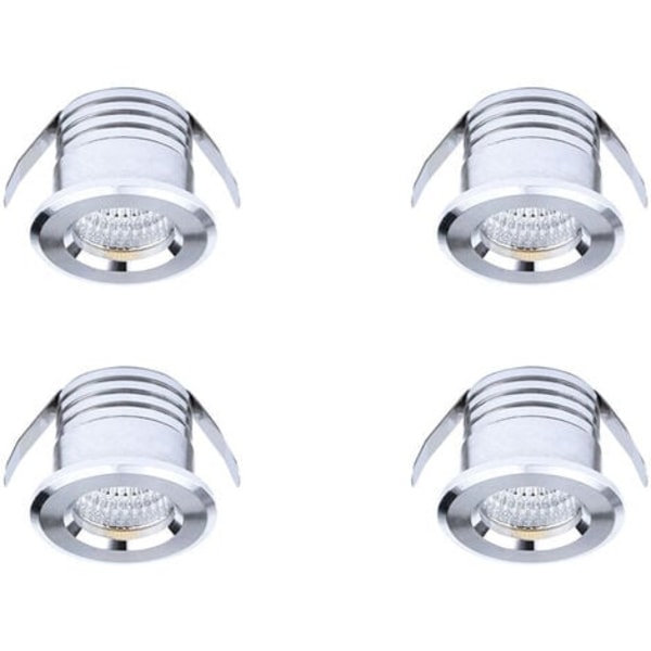 Set med 4 mini infällda LED-spotlights, 3 W, varmvit silver
