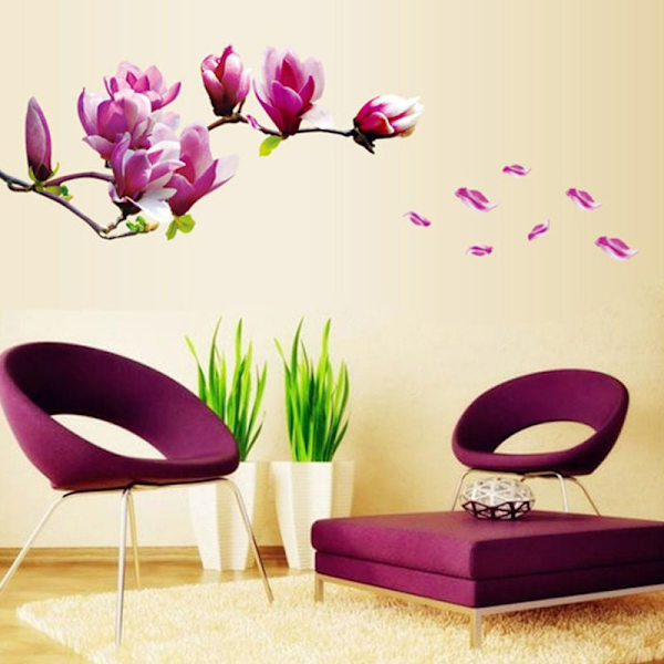Väggdekal med magnolia blomma för inredning av matsal, sovrum, vardagsrum och trädgård