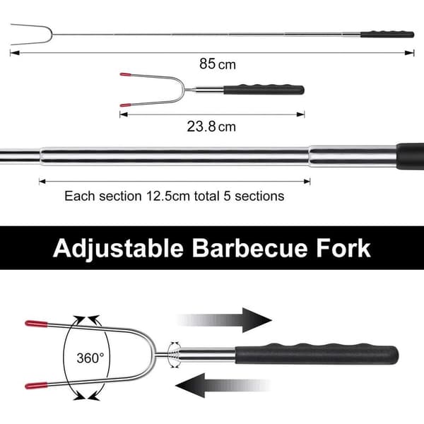 Grillspyd, 85 cm teleskopspyd for grilling av marshmallows og pølser