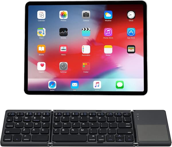 Trådløst Bluetooth ultratynt tri-fold tastatur Gray Upgraded Version