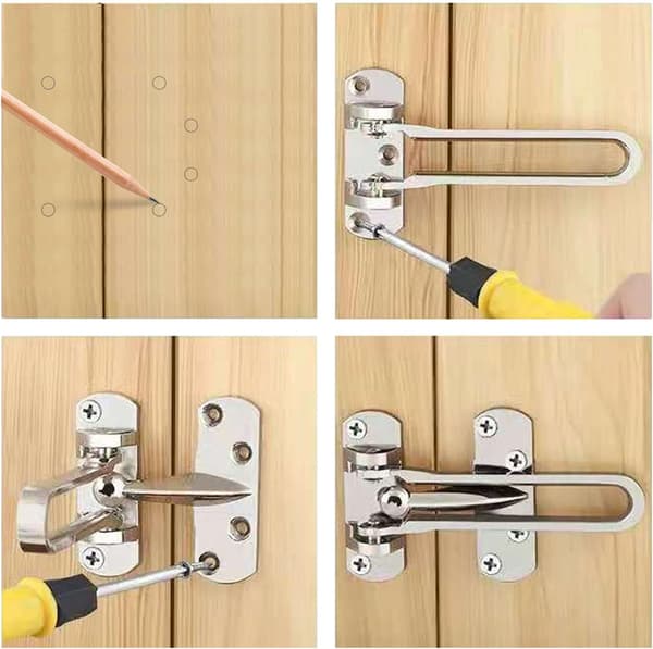 1 st Dörrlås i Metall för Säkerhet Hotell Säkerhetskedja Borstad Stift