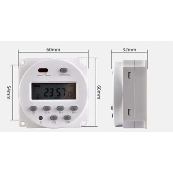 110V Timer Switch Digital Elektronisk LCD Tidrelæ Switch Programmerbar LCD Digital Mikrocomputer Mini Kontrol Strøm Tim