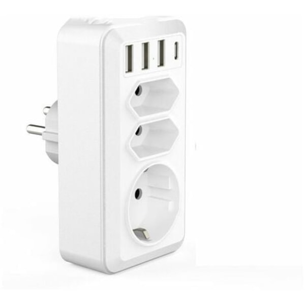 Total USB Flere Stikkontakter, 4000W (16A) strømbrett med USB, 3 USB-porter og 1 USB-C-port (3 Stikkontakter)