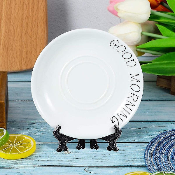Piao 12 stk. staffelier af plast, tallerkenstativer, foldbare tallerkener, udstillingsstativer til præsentation af samleplader, skålholdere, bøger, P Black 5 inch