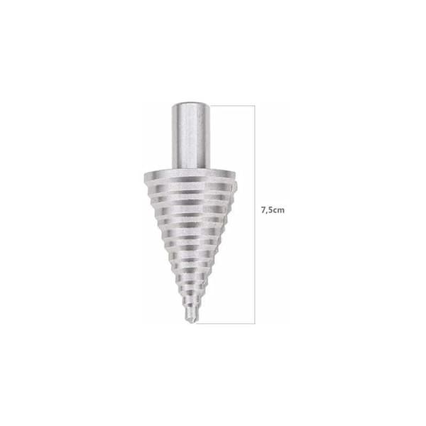 5-35mm Trin Drill Bit, Rund Skaft, Titaniumbelagt (Sølv 5-35mm [Rund Skaft]) til Værktøjsrum