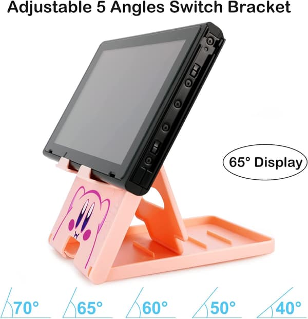 Söt Switch-Stativ för Nintendo, Rosa Kawaii Anime Switch Lite Stativ, Justerbart Vikbart Bärbart Kompakt Spelhållare