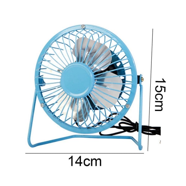 USB fläkt, portabel liten skrivbordsfläkt, mini-personlig fläkt med två hastighetsinställningar, supertyst bordsfläkt, metalldesign, 360 upp och ner, perfekt för H Blue