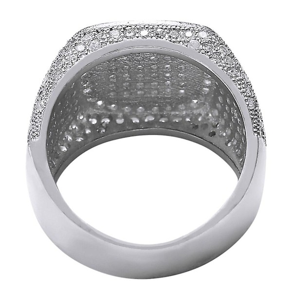 Förgyllda & Silverfärgade Isade Blingringar för Män Full CZ Charm Trendig Kvadratisk Koppar Zirkonring Hip Hop Smycken Storlek 7-12 Gold