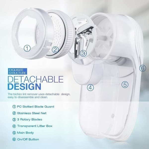 Epilator, hårballfjerner, klesfjerner, USB-lading, hvit