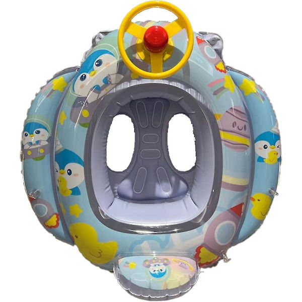 Baby oppustelig pool flydering havfrue mønster svømme flyde båd med rat horn til børn sæde spædbarn båd pool ring sommer oppustelig Penguin
