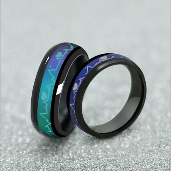 Snygg Ring i Rostfritt Stål med Tryckt Mönster - Unisex Rund Parring för Dejting US 8 Mens