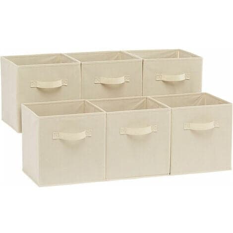 Basics Sett med 6 Foldbare Oppbevaringskuber (Beige)