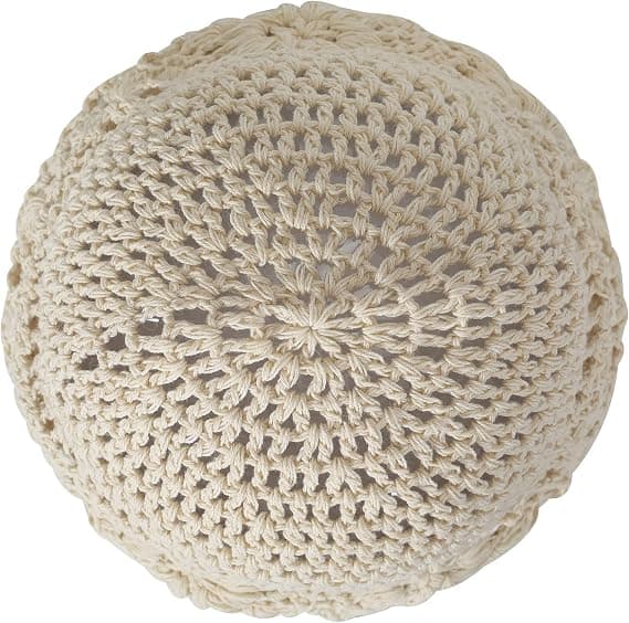 Damer fin bomuld (beige) beanie, håndstrikket hullet