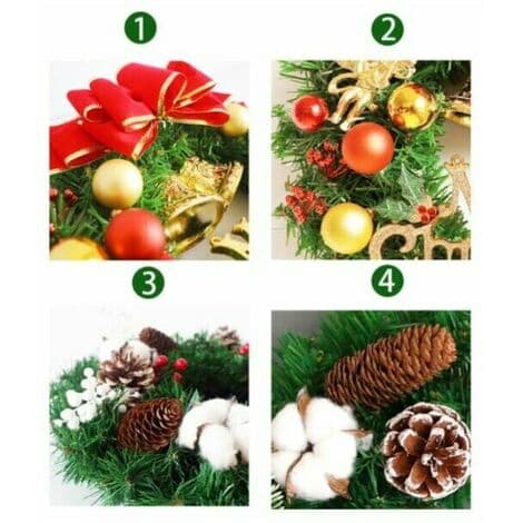 Cisea Kunstig julekrans med klokke og røde dekorative elementer - perfekt størrelse til hoveddøren (30 cm) diameter