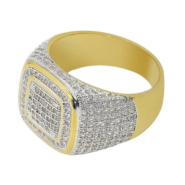 Glitter Herrar Kvadratisk Fullt Rhinestone Inlagt Finger Ring Bröllop Förlovning Smycken US 6