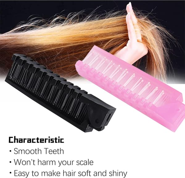 3 stk (Sort + Pink + Hvid) 2 i 1 Plastik Foldbar Hårbørste Dobbelt