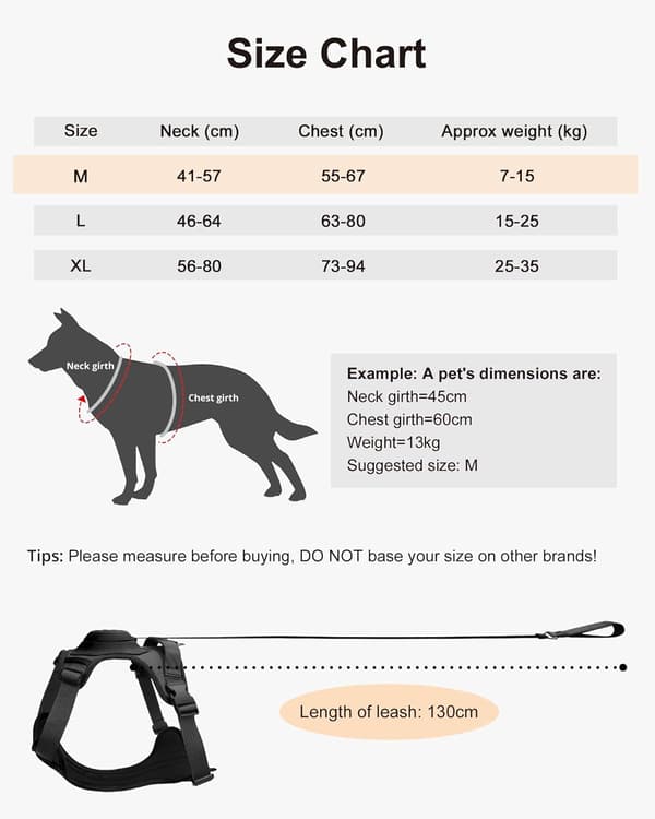 No-Pull Hundesele og Snor - Alt-i-én Hundevestsele