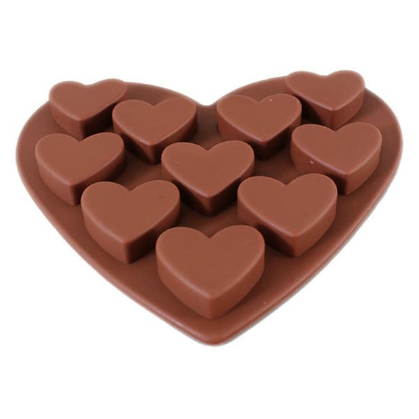 Hjerteformet silikonform for sjokolade og fondantkake