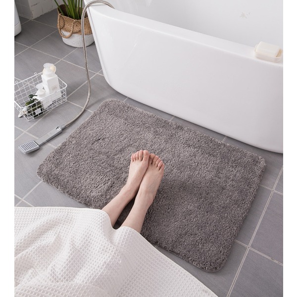 Tjock sammetsgolvmatta, absorberande halkfri matta för badrum (beige, 50*80cm),