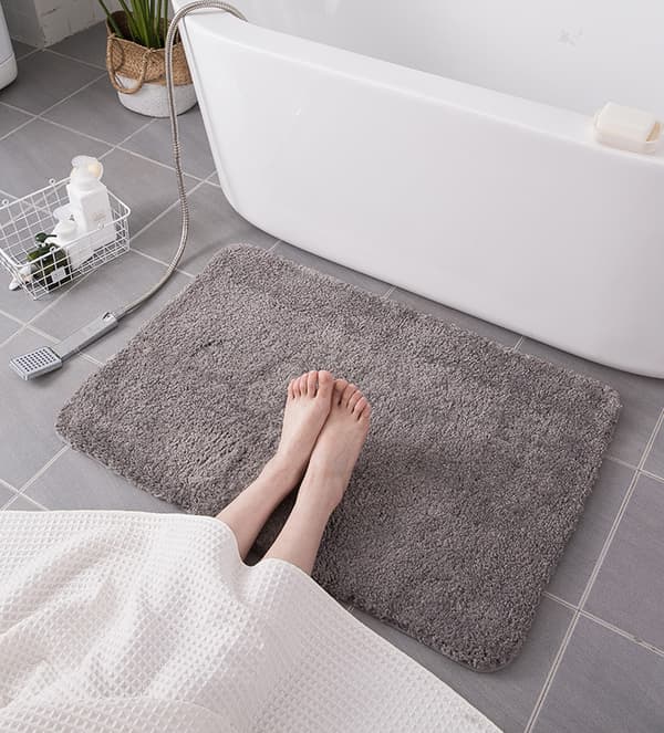 Tyk fløjlsgulvmåtte, absorberende skridsikker bademåtte (Lysegrå, 50*80cm),