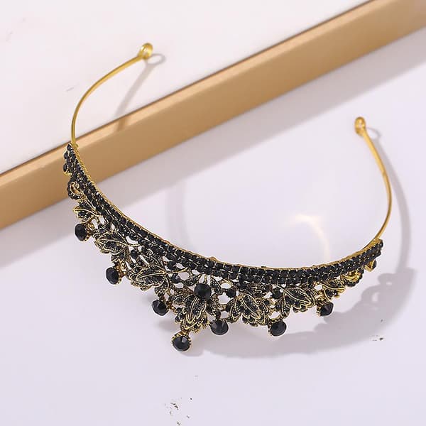 Brude Halvsirkel Krone Hodeplagg Rhinestones Inlagt Retro Hodeplagg Luksus Legering Krone Bryllup HG791