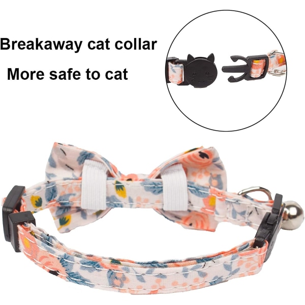 Kattehalsbånd med butterfly-bandana, killingehalsbånd med aftagelig butterfly-bandana, sødt blomstermønster kattebutterfly-bandana-halsbånd til kattehvalp