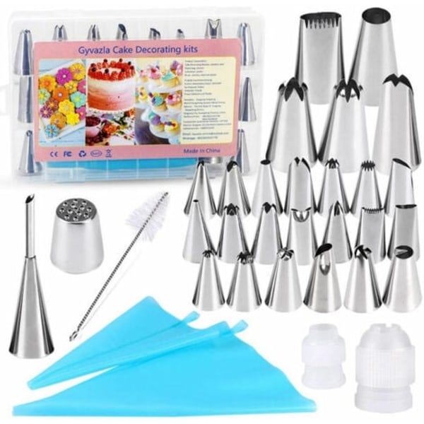 Bakverktyg, 32 delar rostfritt stål DIY-kit, puffmunstycke, borste, DIY-kit för tårtdekoration