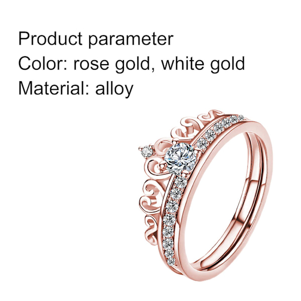 Legering Ring Solid Avtakbar Krone Avtakbar Krone Dame Ring Til Bryllup Rose Gold US 10