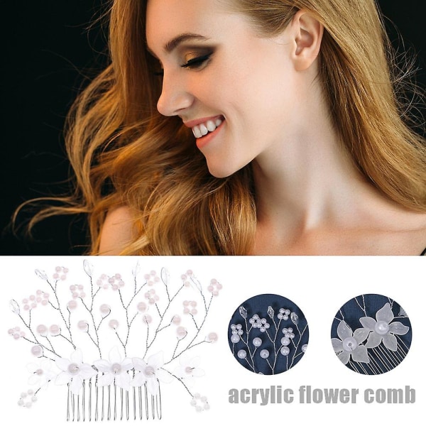 Acrylic Flower Insert Comb Hand Beaded Headdres Veil Accessories Pearl Hair Comb