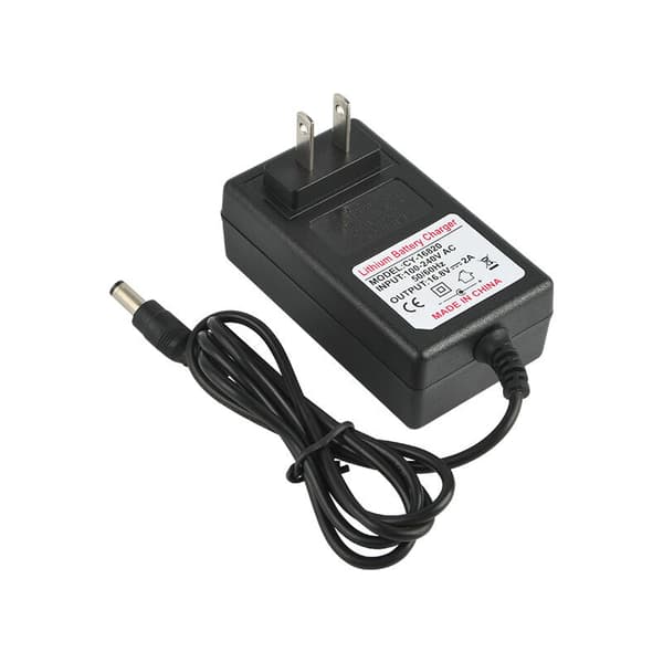 Sikker ladeadapter AC 100-240V DC 21V 2A for litium-ion-batterier, EU-plugg, erstatning